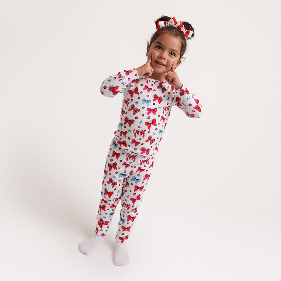 Dr. Seuss Bows & Things Brushed Pointelle Classic Pajama Set