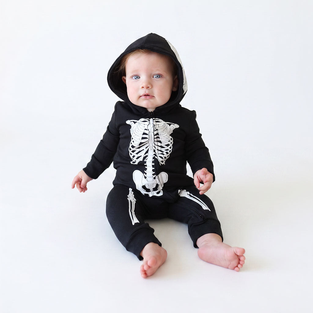 Classic Skelly Fleece Hooded Romper