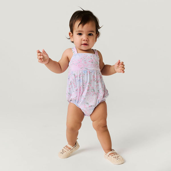 Valentine's Pink Daywear Josephine Tie Back Bubble Romper | Posh