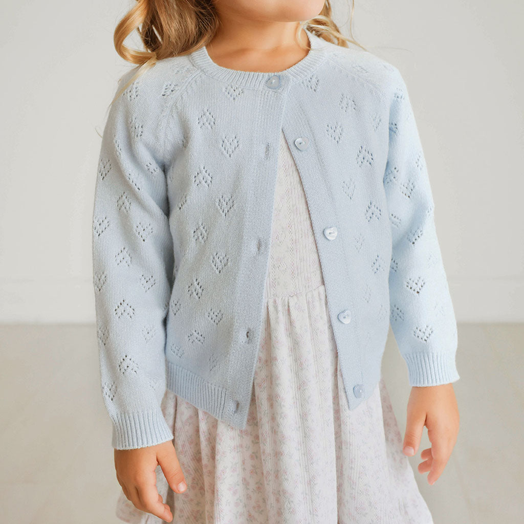 Soft Cloud Blue Pointelle Sweater Cardigan
