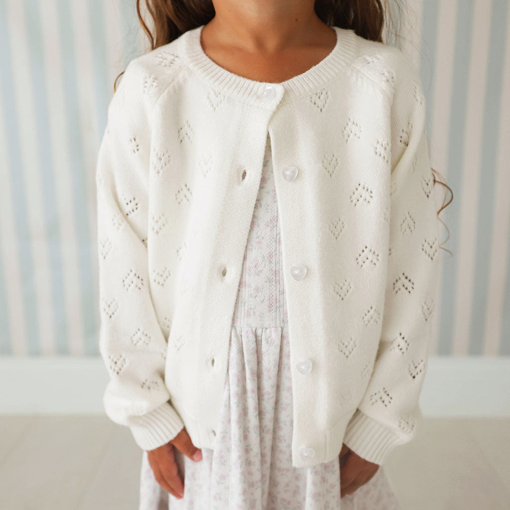 Coconut Pointelle Sweater Cardigan