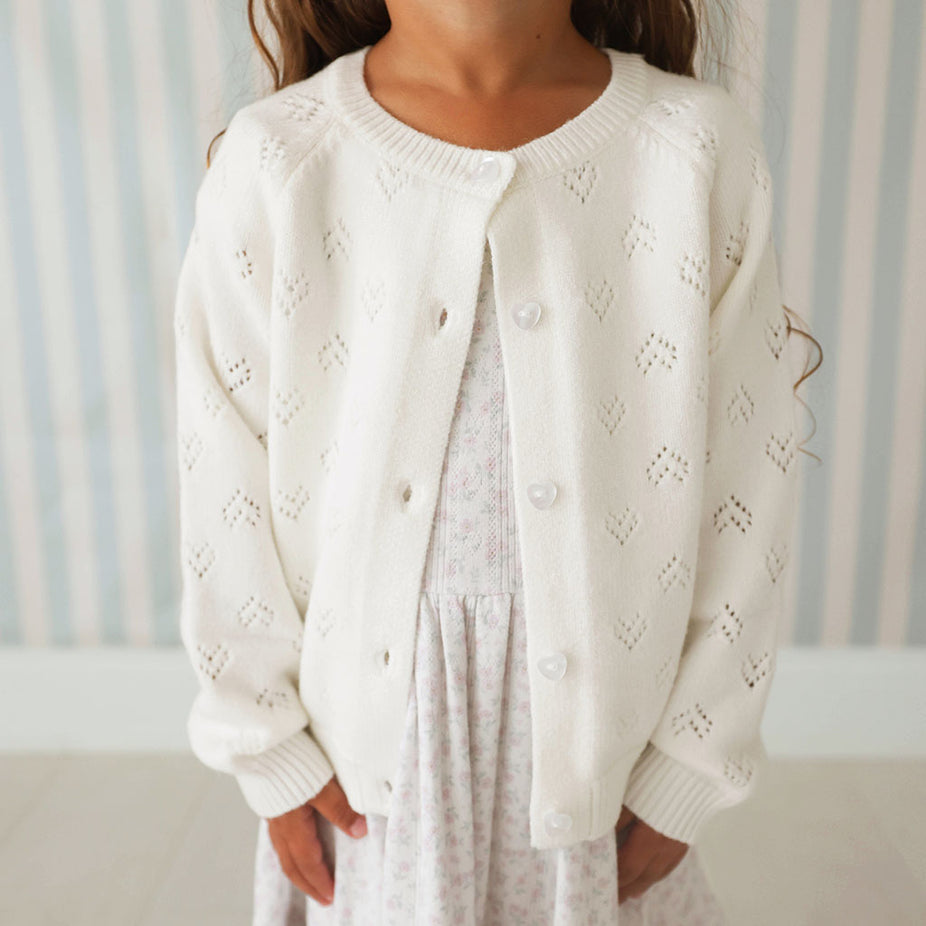 Coconut Pointelle Sweater Cardigan