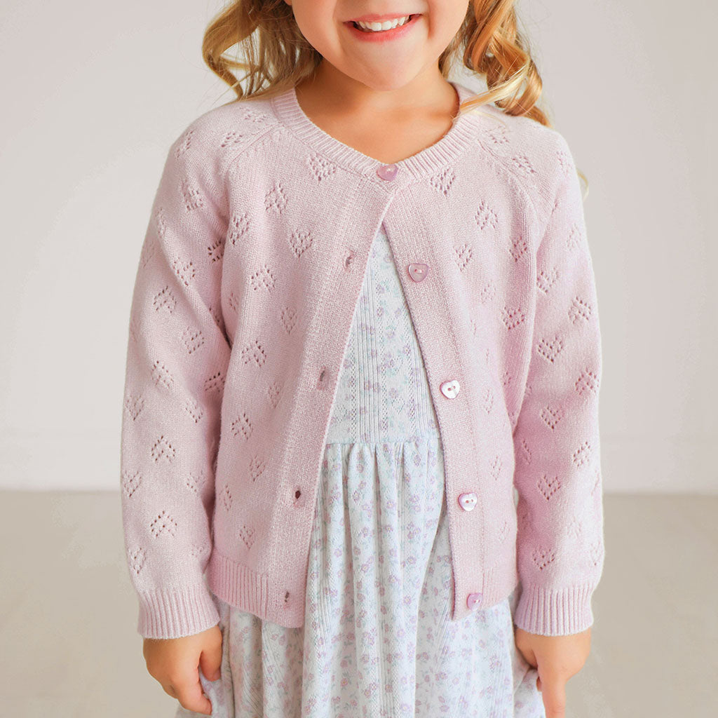 Icing Pink Pointelle Sweater Cardigan