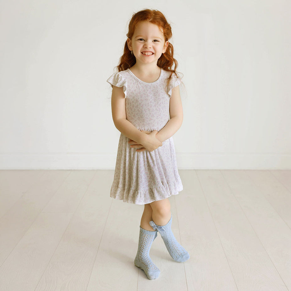 Andina Cream Pointelle Ruffled Twirl Dress