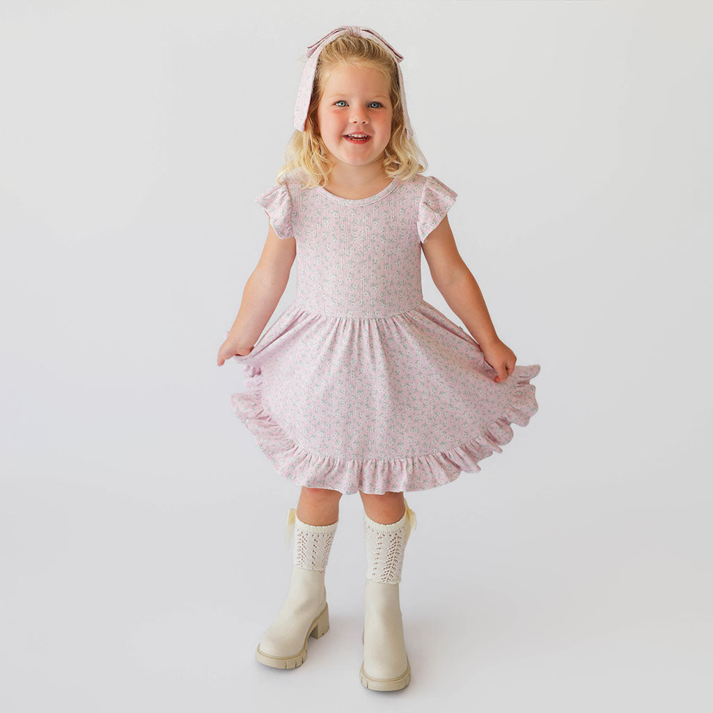 Andina Rose Pointelle Ruffled Twirl Dress