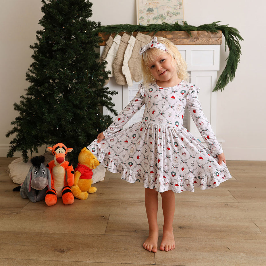 Disney Holiday Pooh Ruffled Twirl Dress