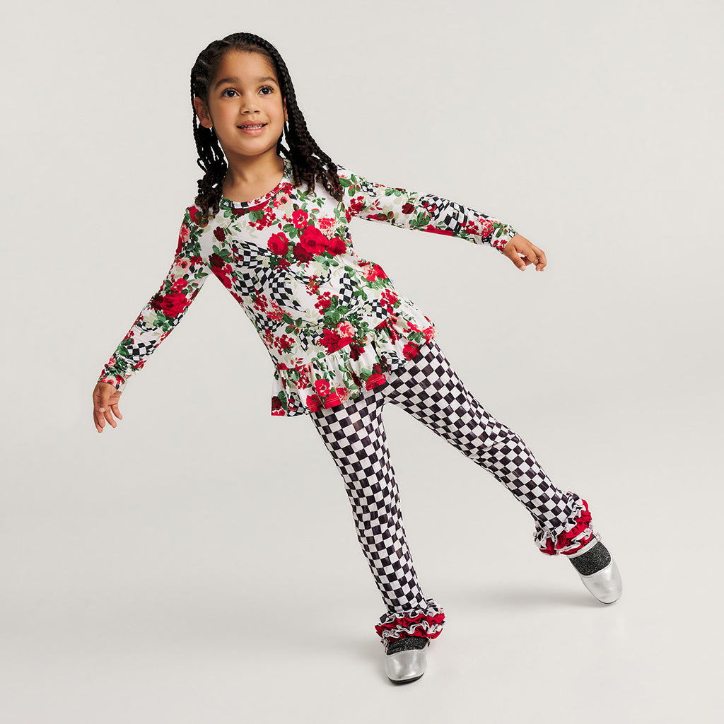 MacKenzie-Childs Wild Rose Check Ruffled Top