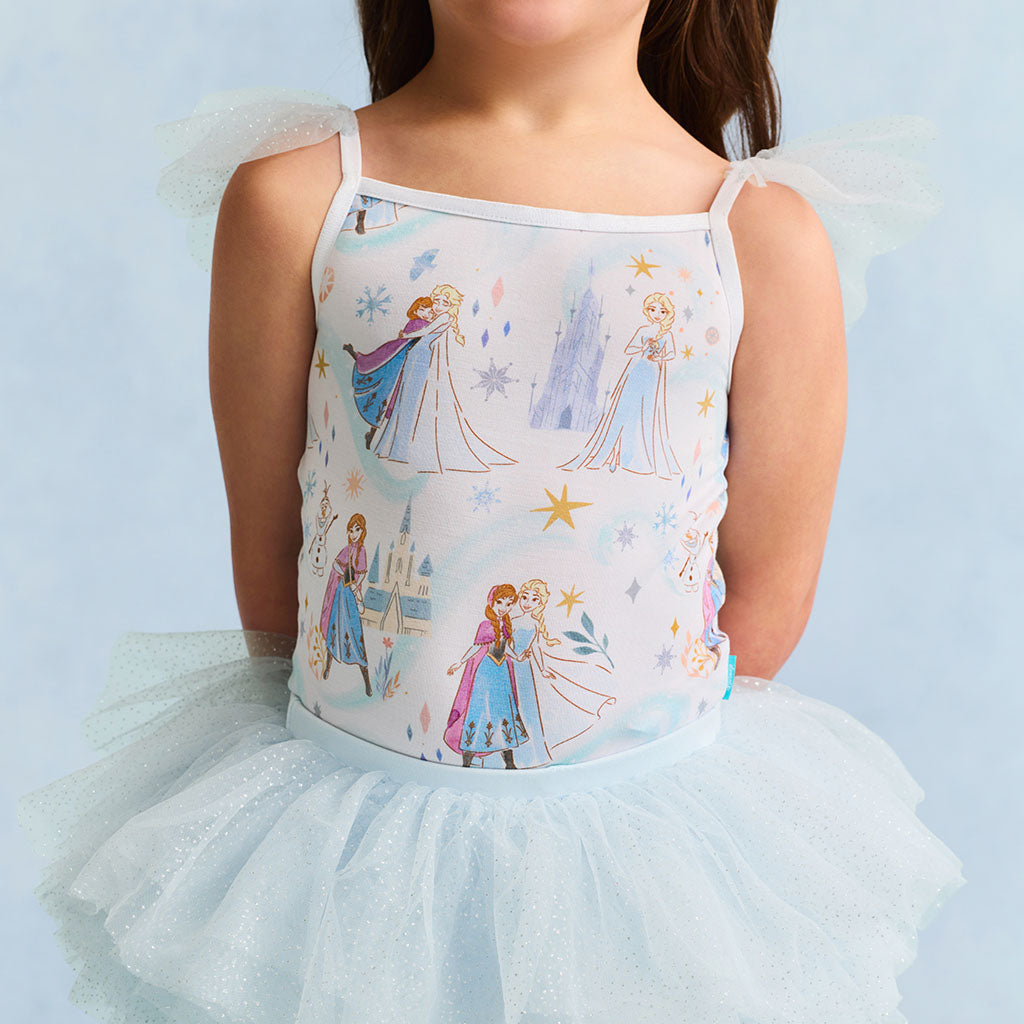 Blue Sleeveless Disney Frozen Elsa & Anna Ruffled Tulle Cami