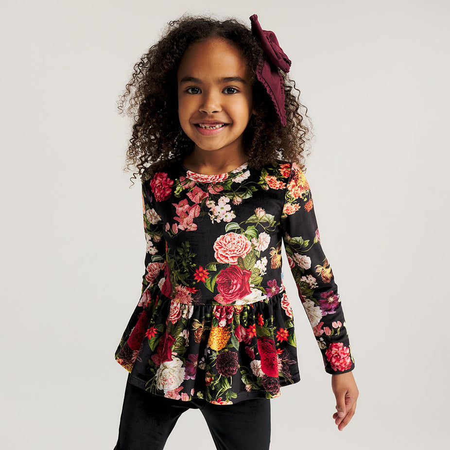 Posh Botanica Velour Peplum Top