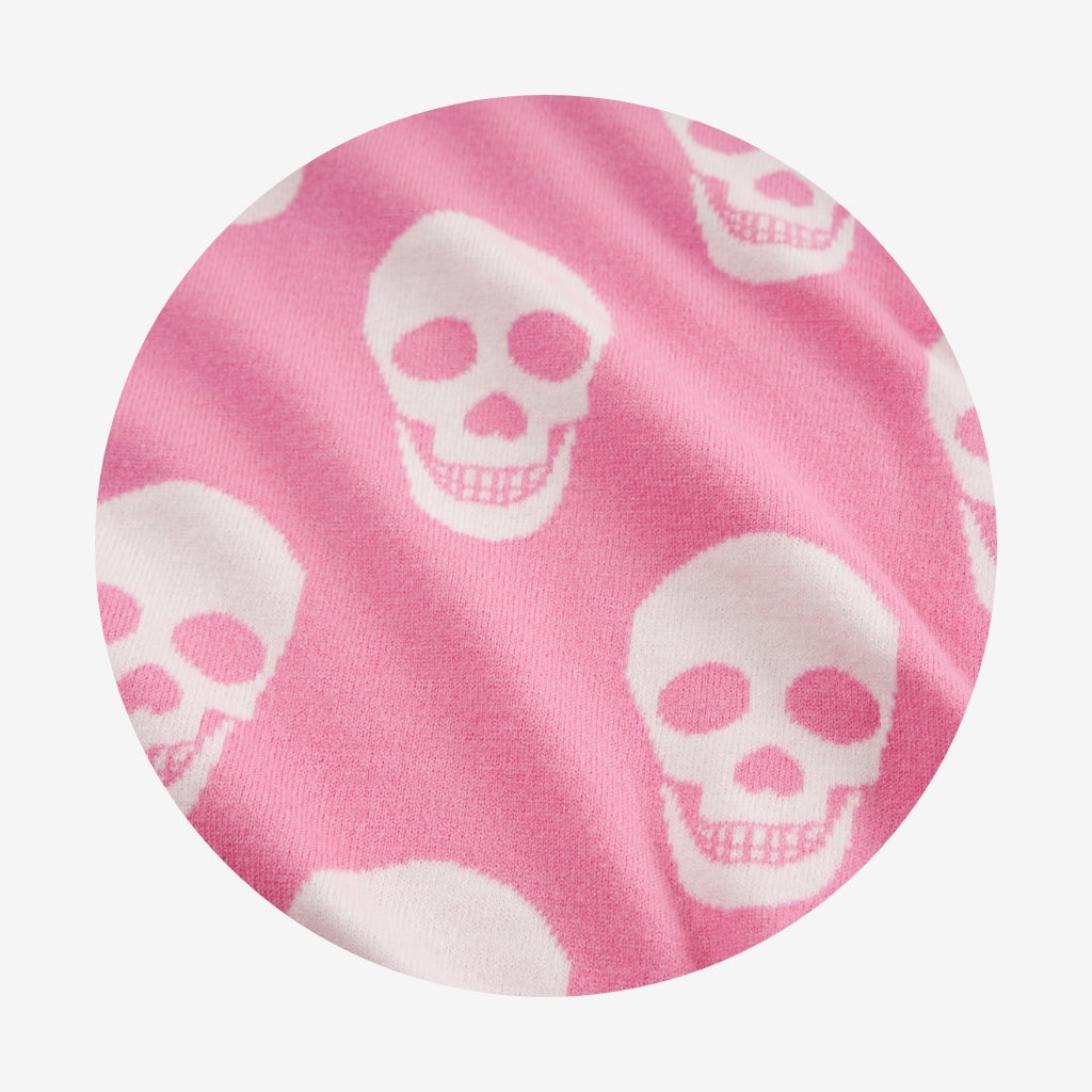 Skeleton Pink Long Sleeve Posh Skelly Women's Jacquard Cardigan