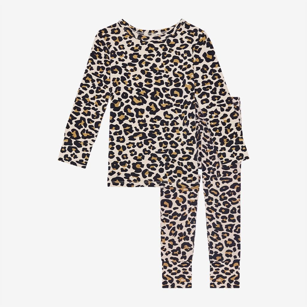 Leopard Brown Toddler Girl Pajamas | Lana Leopard Tan – poshpeanut.com