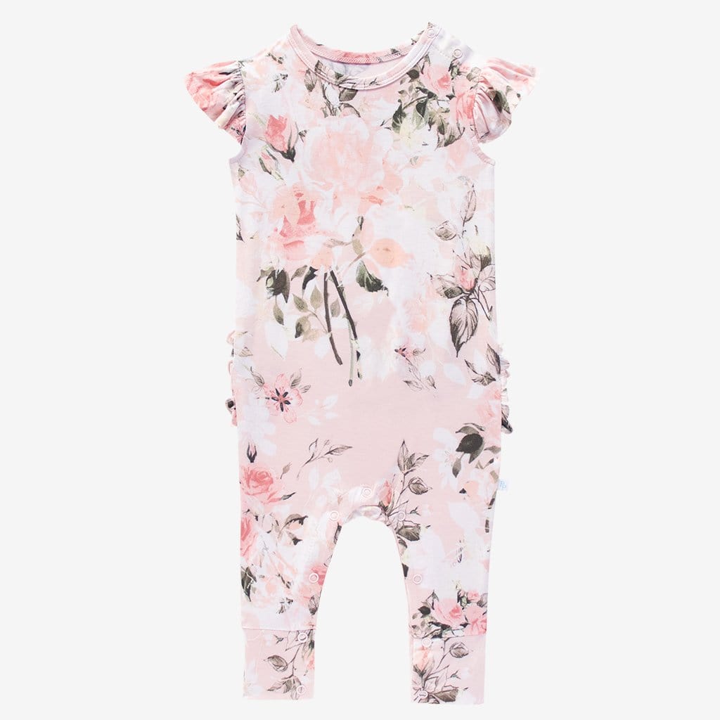 Cottage Rose Jersey Jumpsuit Patch Pockets Pink, Floral, Women's Size L | April Cornell