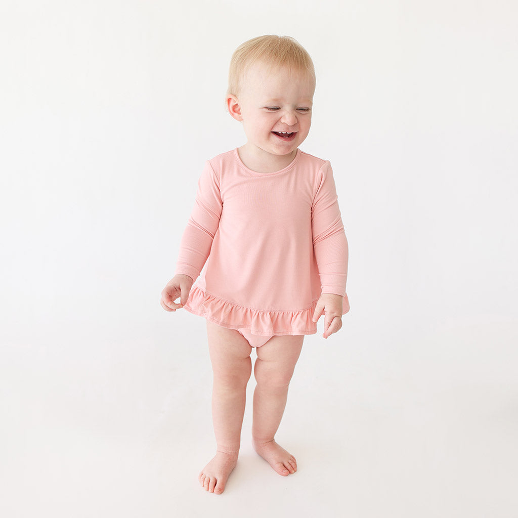Solid Pink Baby Girl Bubble Romper | Blush