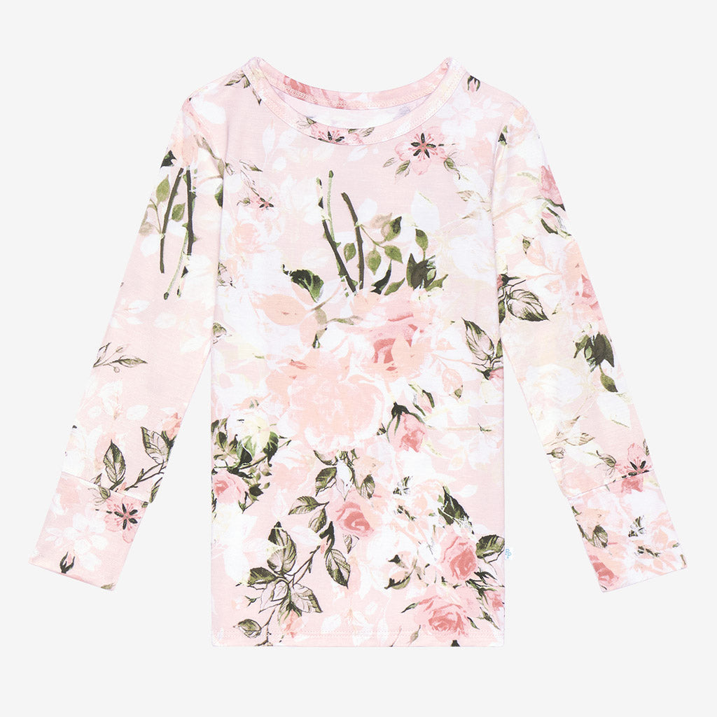 Long Sleeve Pajamas | Vintage Pink Rose | Floral Toddler Girl Pajamas ...