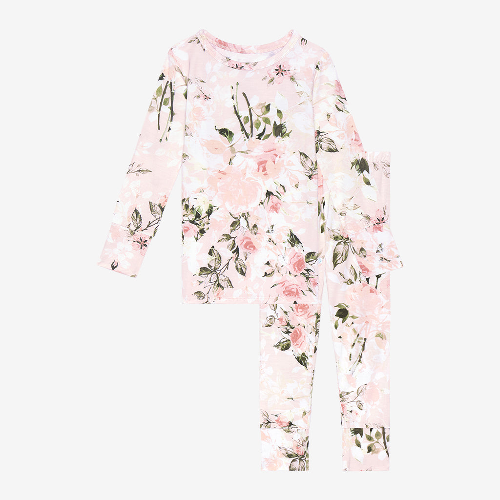 Long Sleeve Pajamas | Vintage Pink Rose | Floral Toddler Girl Pajamas ...