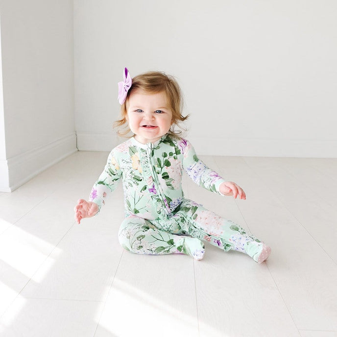 Ruffled Zippered One Piece | Erin | Floral Baby Girl Sleeper