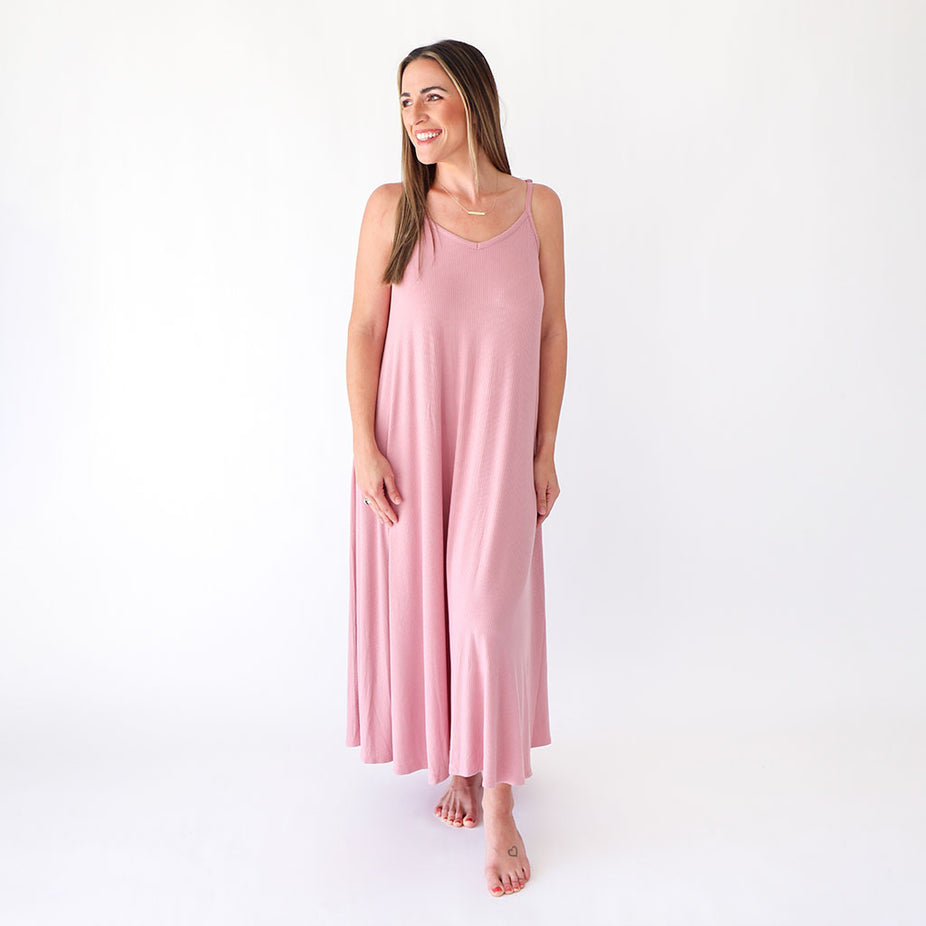 Pointelle Soft Knit Maxi Dress - Soft Pink - MY MUM MADE IT
