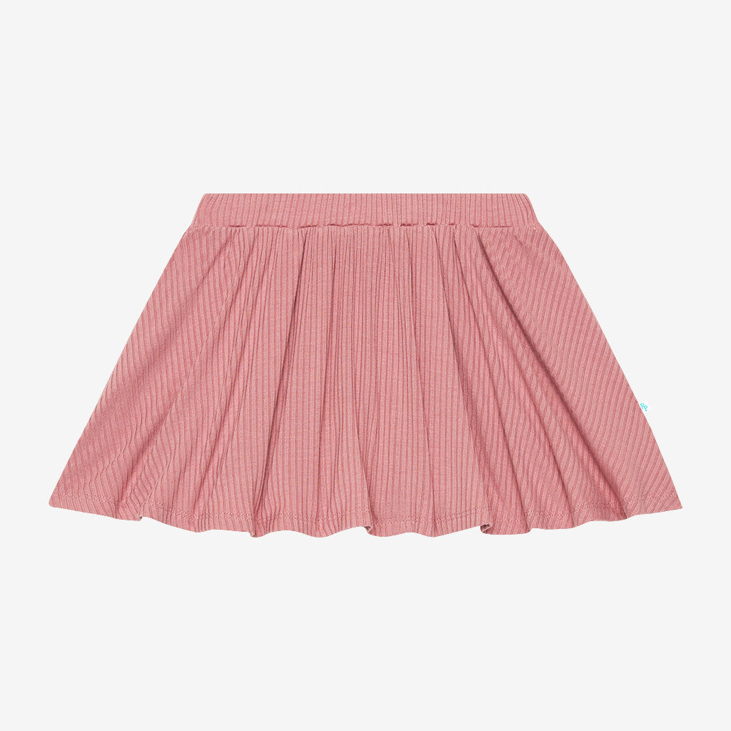 Solid Ribbed Pink Toddler Girl Skort | Dusty Rose Ribbed
