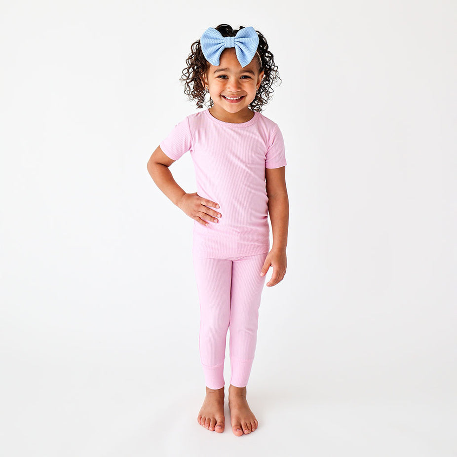 Posh Pink Ribbed Classic Pajama Set