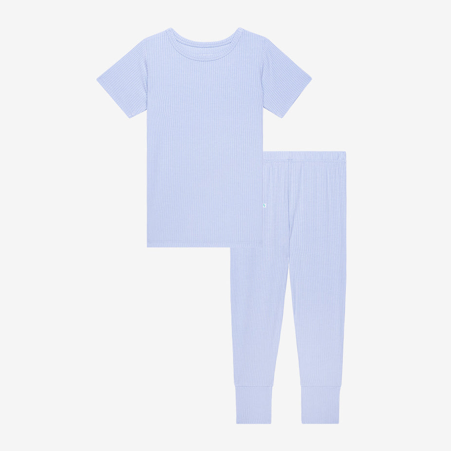 Powder Blue Ribbed Classic Pajama Set