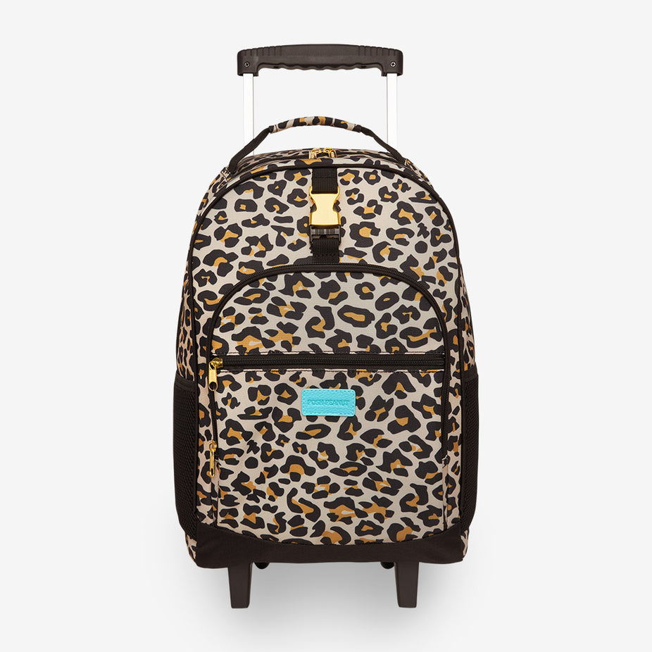 Lana Leopard Tan Rolling Backpack