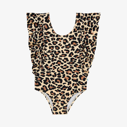 Lana Leopard Tan Flutter Sleeve One Piece Swimsuit