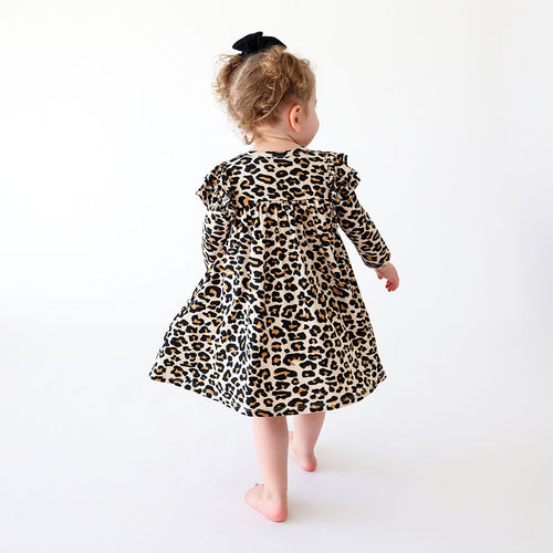 Lana Leopard Tan 3/4 Sleeve Flutter Dress