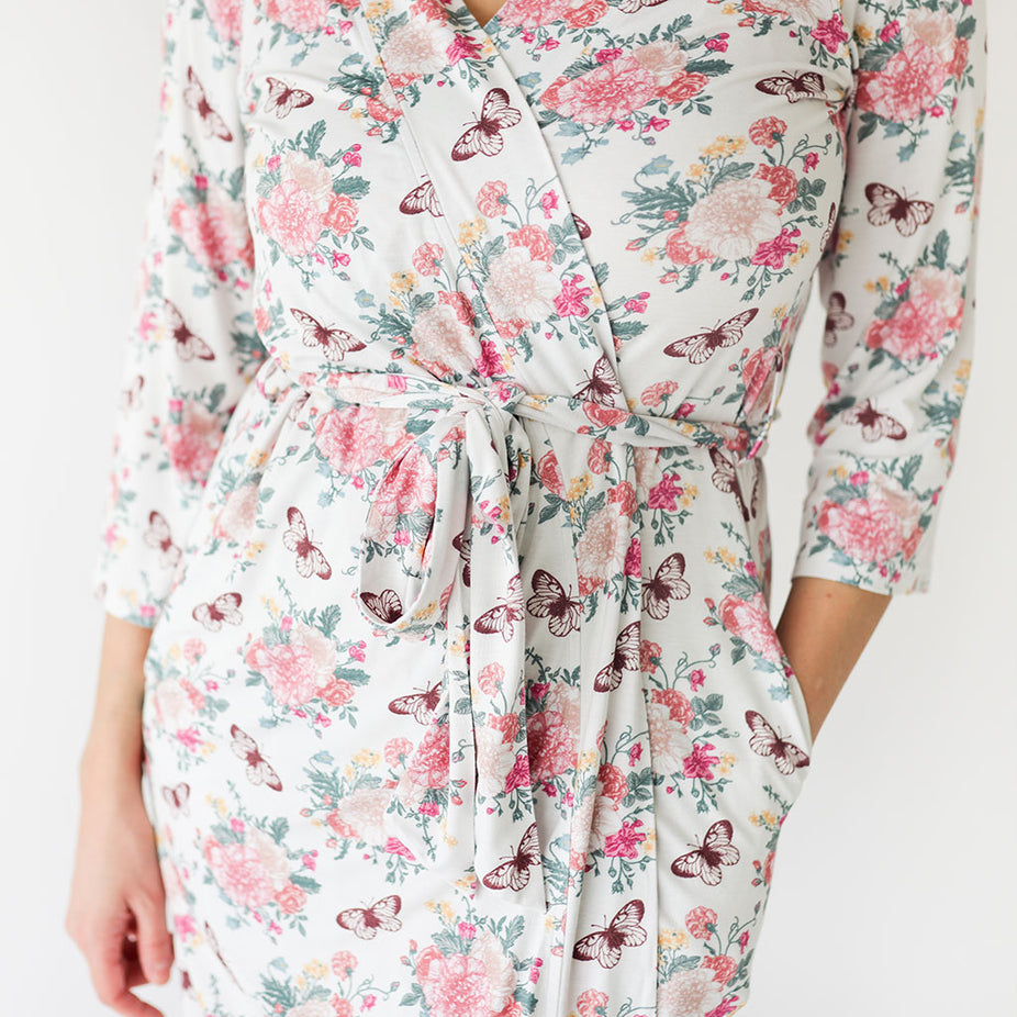 Floral White Women's Maternity Robe | Constance