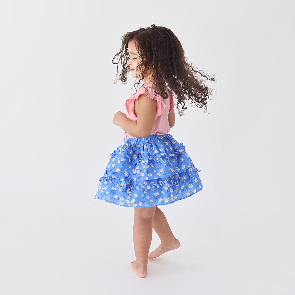 Floral Blue Toddler Girl Mini Skirt