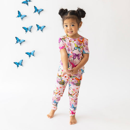 Watercolor Butterfly Short Sleeve Pajamas
